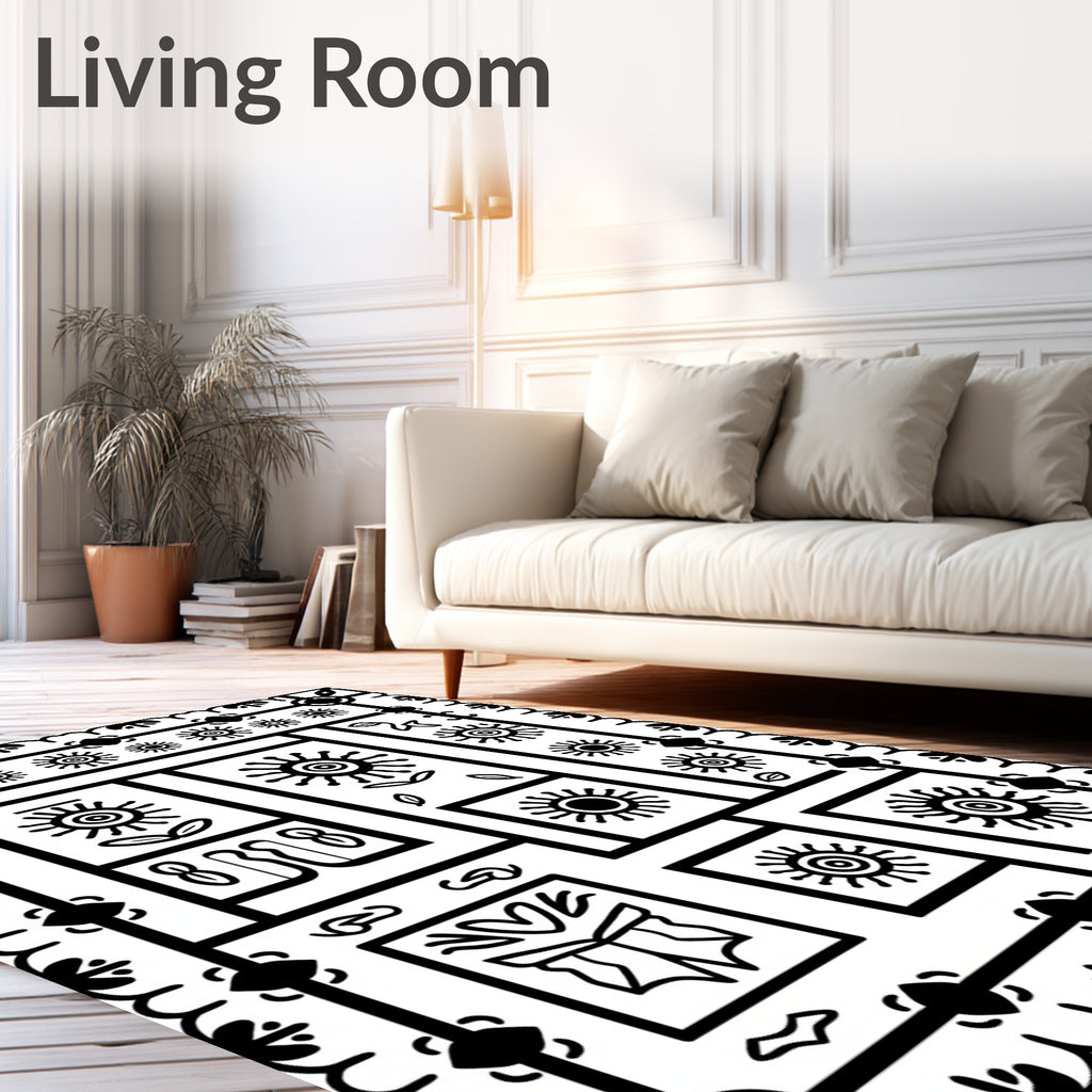 Bold Sun Leaf Graphic Pattern Rug