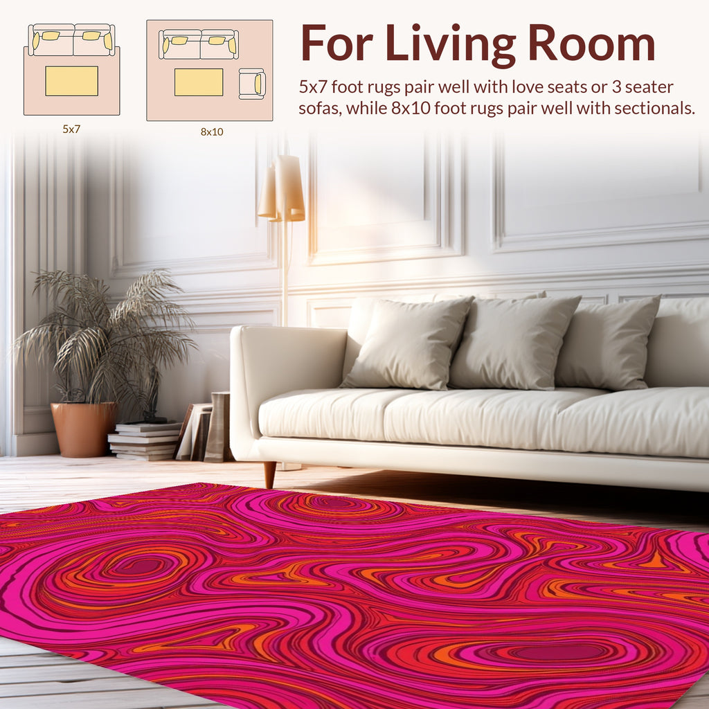 Wavy Pink Orange Swirl Pattern Rug