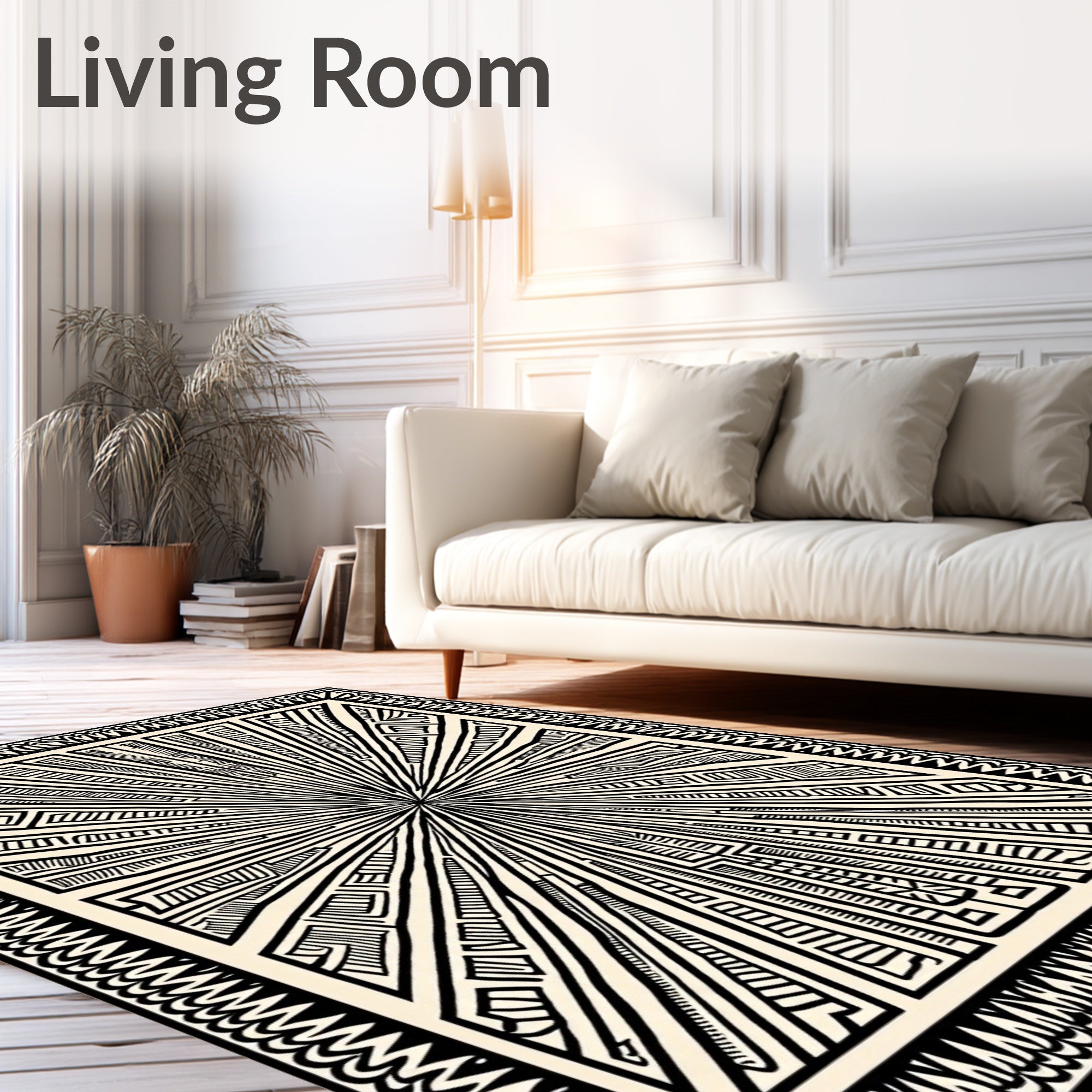 Bold Geometric Sunburst Pattern Rug
