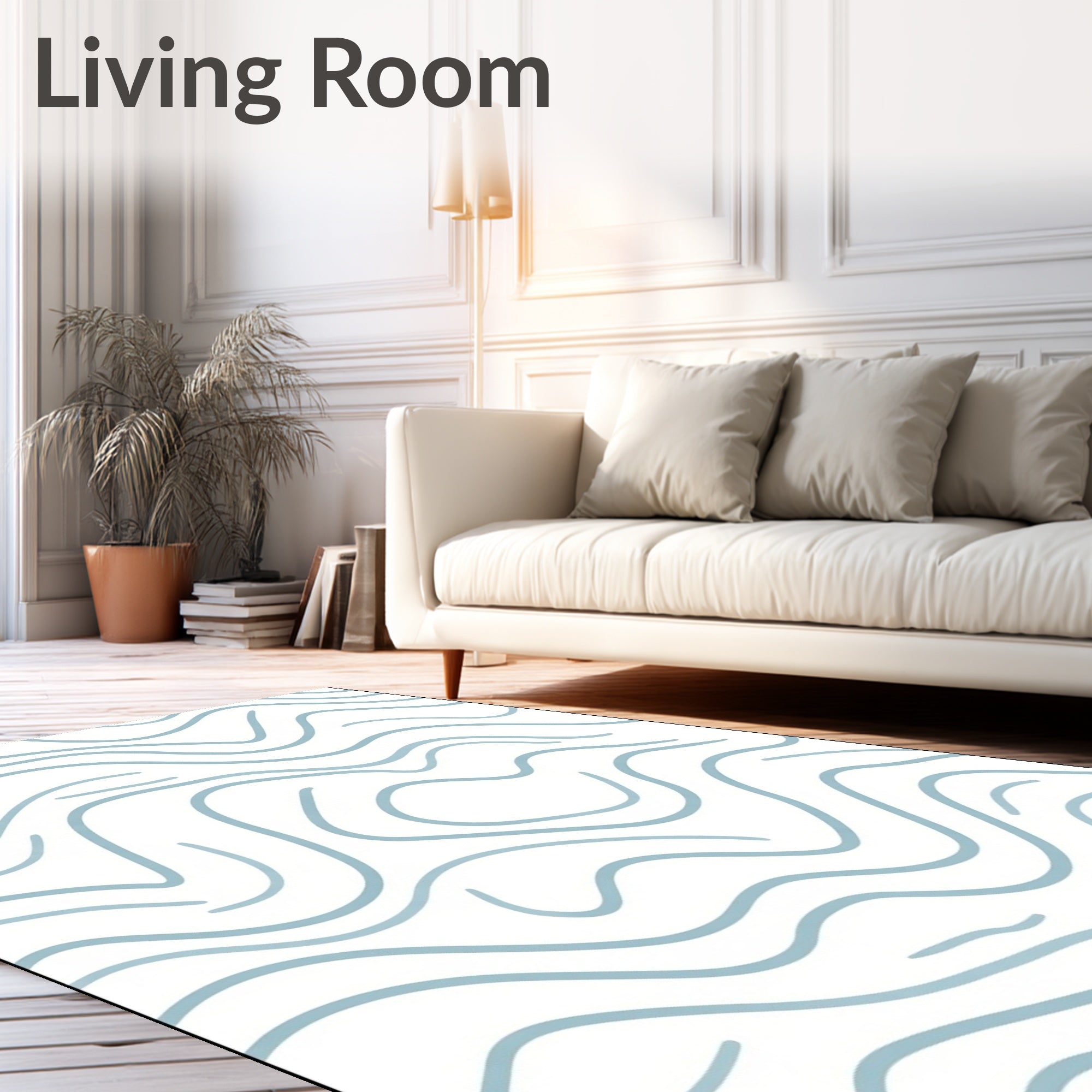 Abstract Wavy Line Pattern Rug