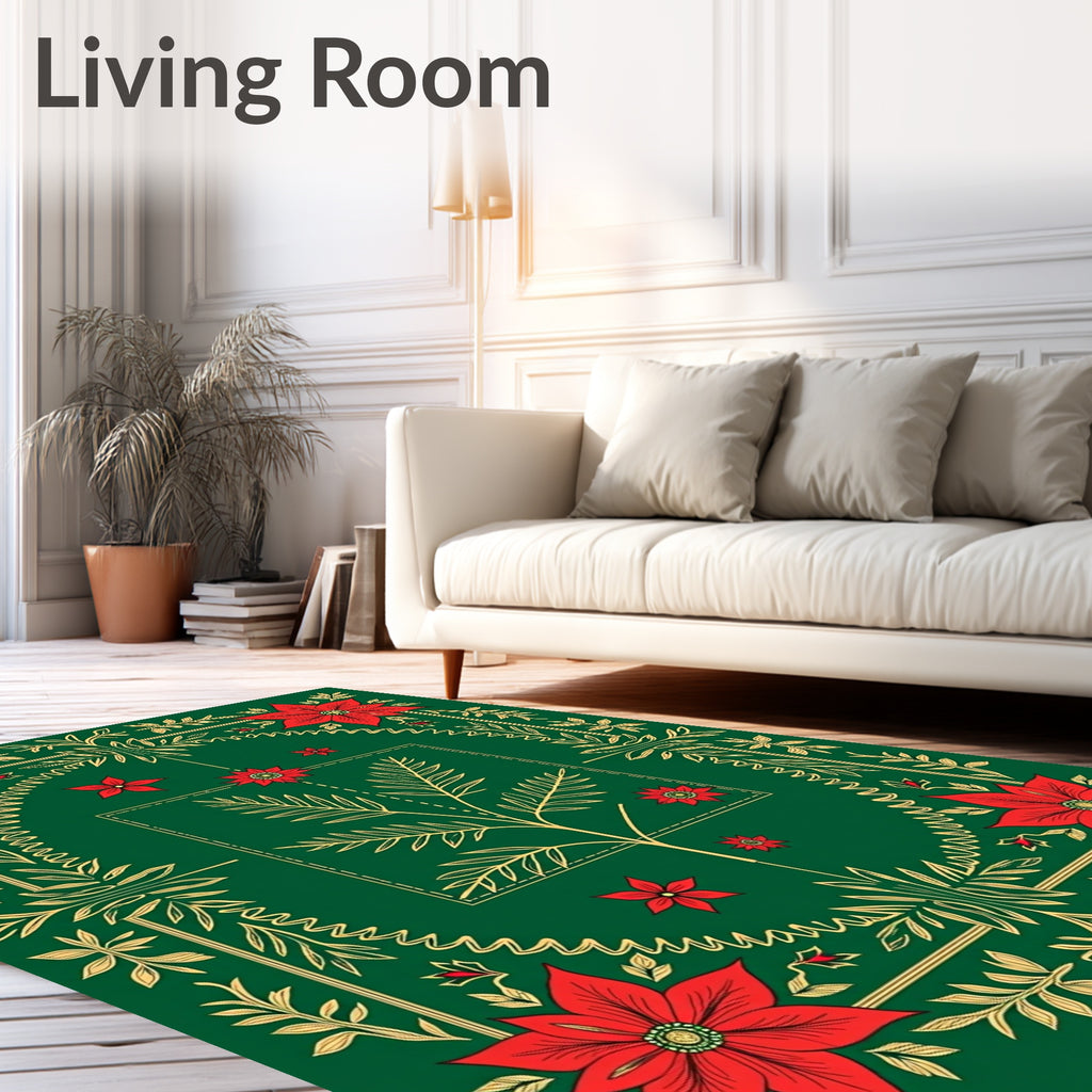 Poinsettia Floral Garden Art Rug