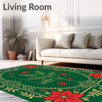 Poinsettia Floral Garden Art Rug