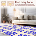 Geometric Blue Cream Abstract Pattern Rug