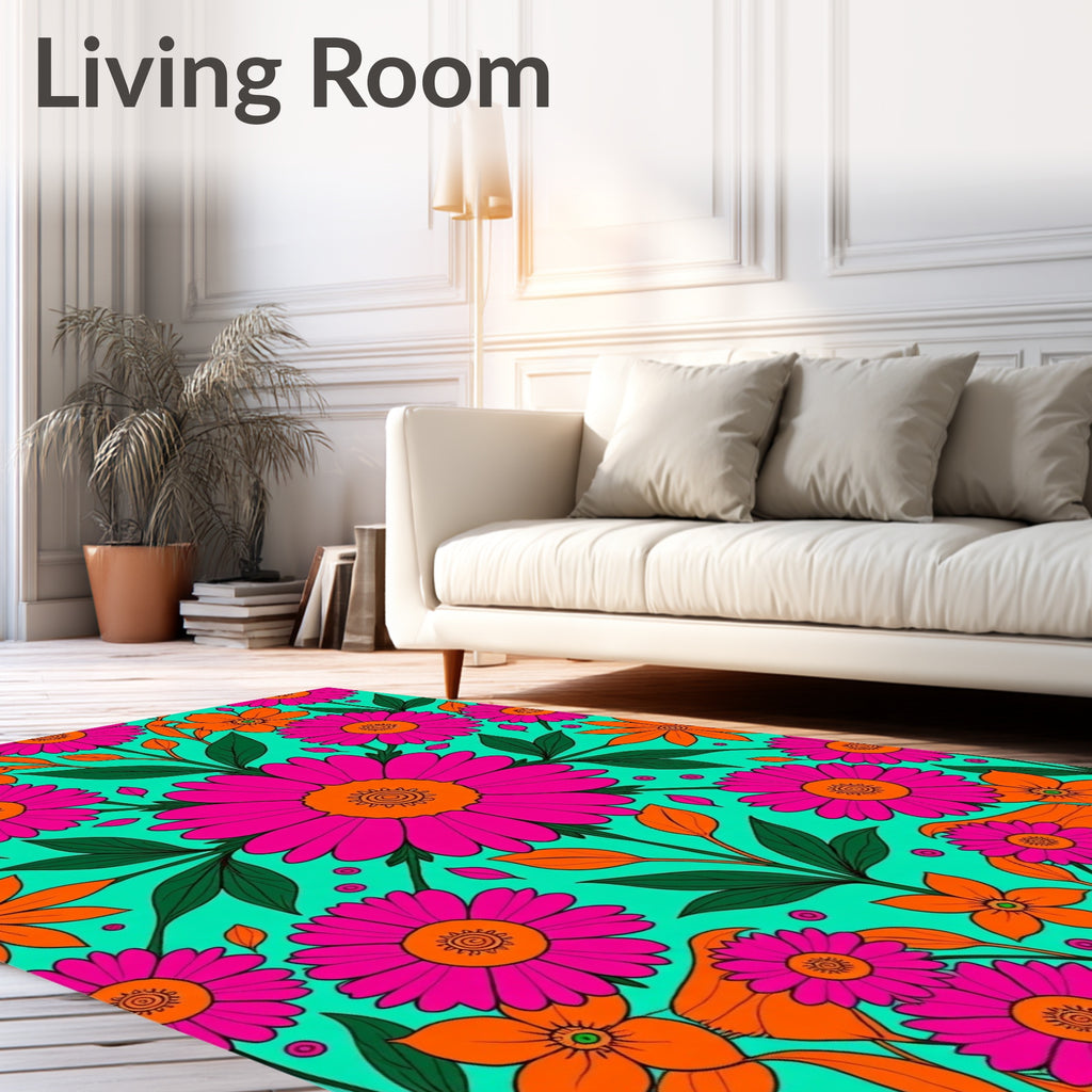 Bold Floral Pattern with Vibrant Colors Rug