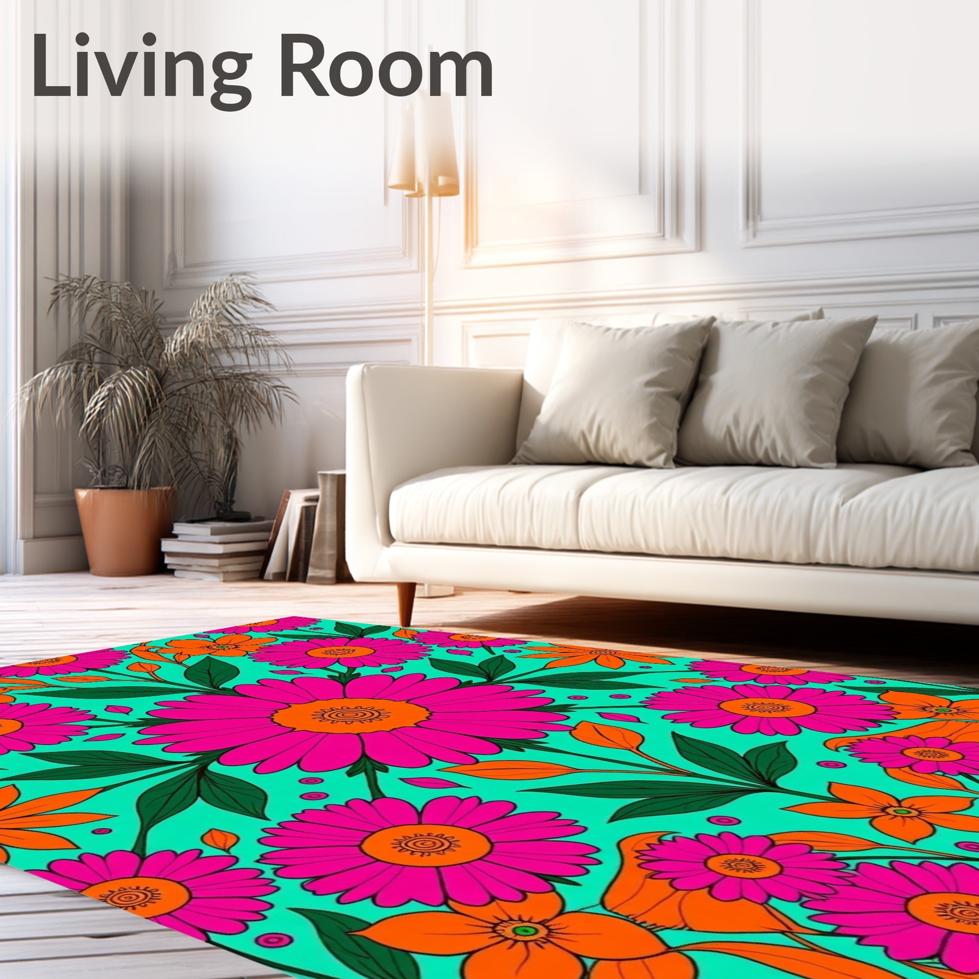 Bold Floral Pattern with Vibrant Colors Rug