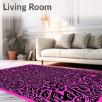 Intricate Pink And Black Abstract Design Rug