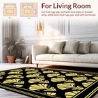 Golden Fan Motif Pattern Rug