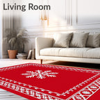 Ornate Snowflake Red Patterned Rug