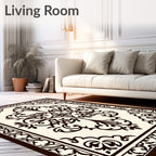 Ornate Floral Vine Border Rug