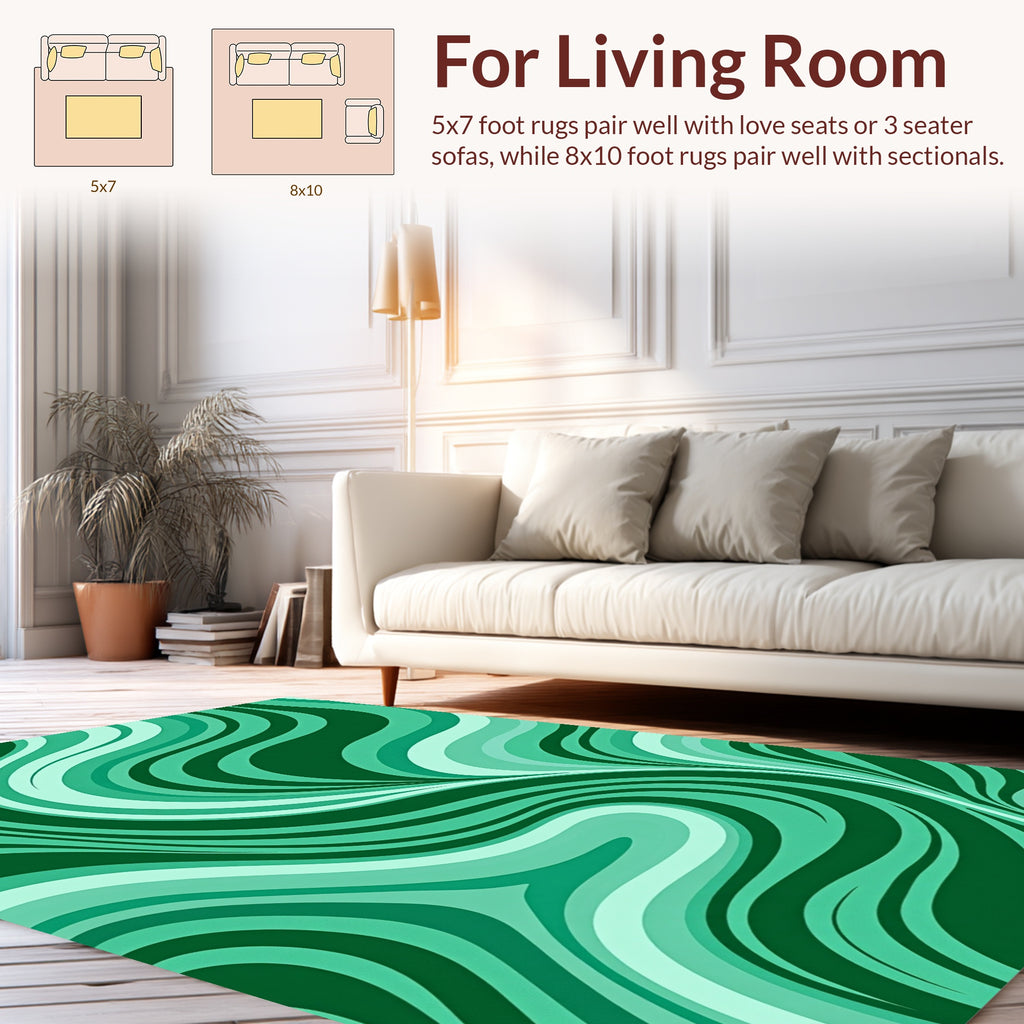 Green Swirling Abstract Pattern Rug