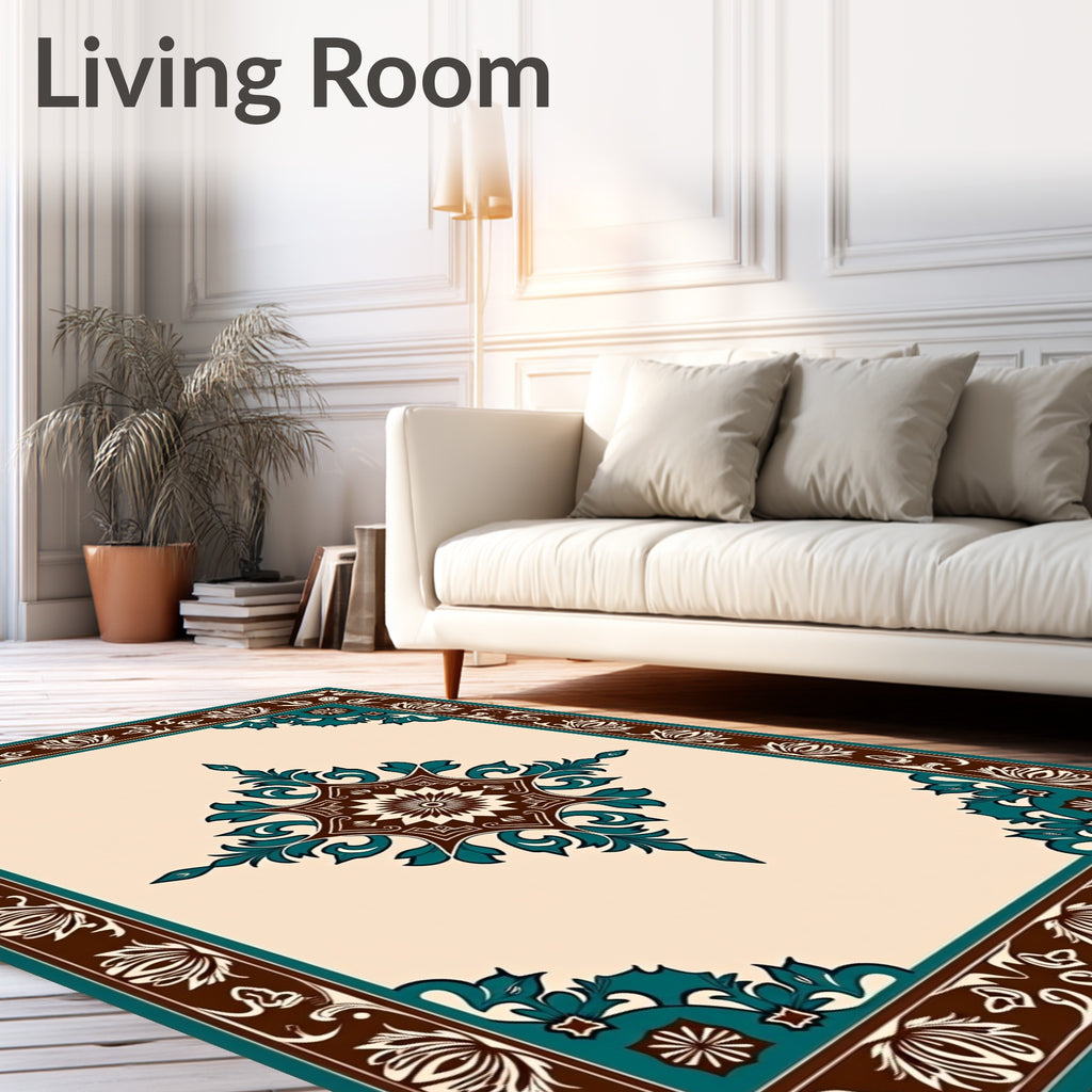 Classic Medallion Floral Border Design Rug