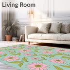Pink Daisy Floral Pattern Rug
