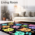 Cute Colorful Cat Faces Pattern Rug