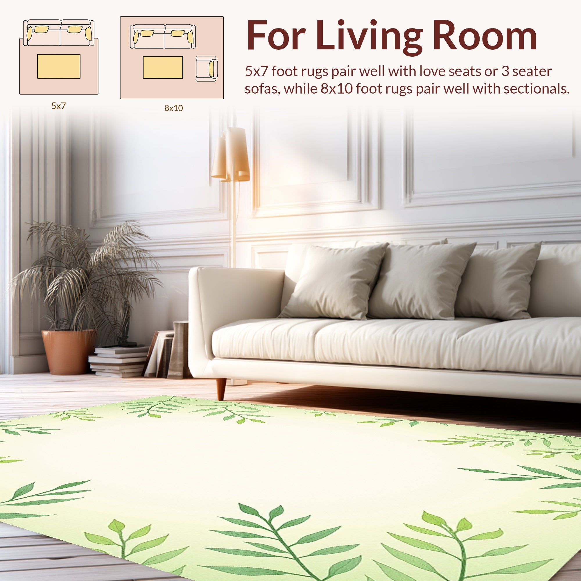 Verdant Leafy Art Framing Rug