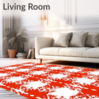 Abstract Red White Organic Pattern Rug