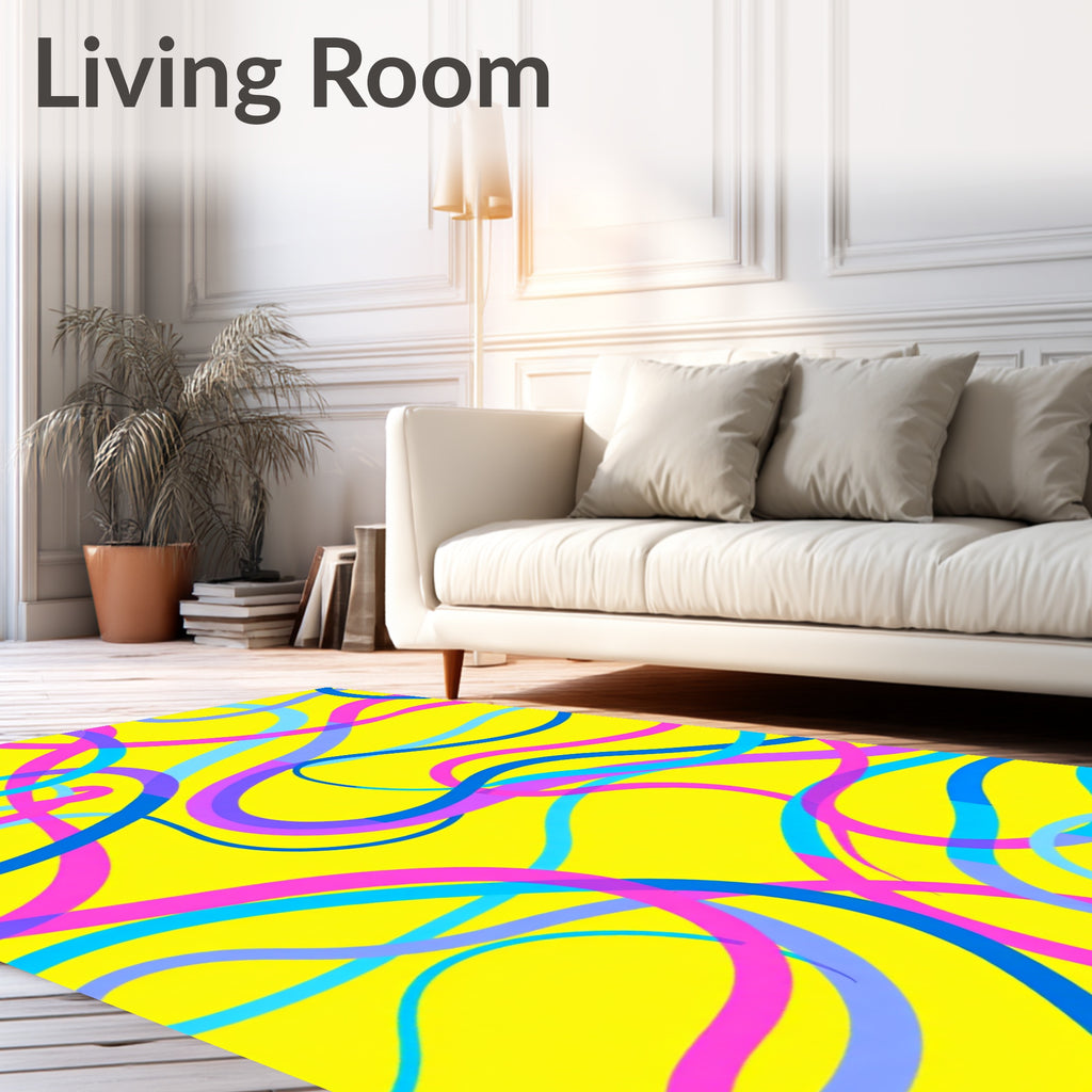 Bright Pink Blue Purple Swirl Pattern Rug