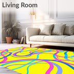Bright Pink Blue Purple Swirl Pattern Rug