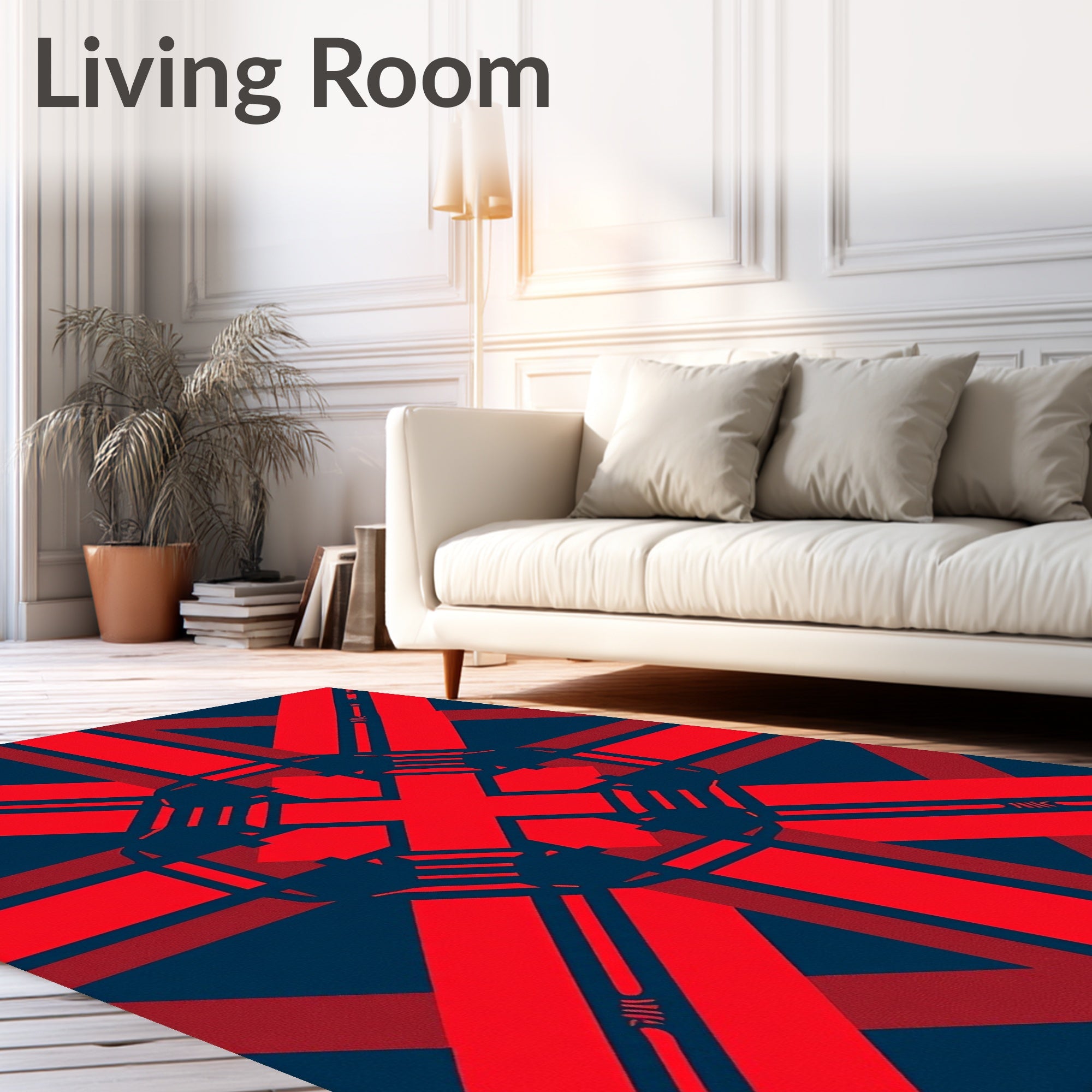 Bold Red And Blue Geometric Pattern Rug