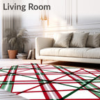 Classic Red Green Tartan Design Rug