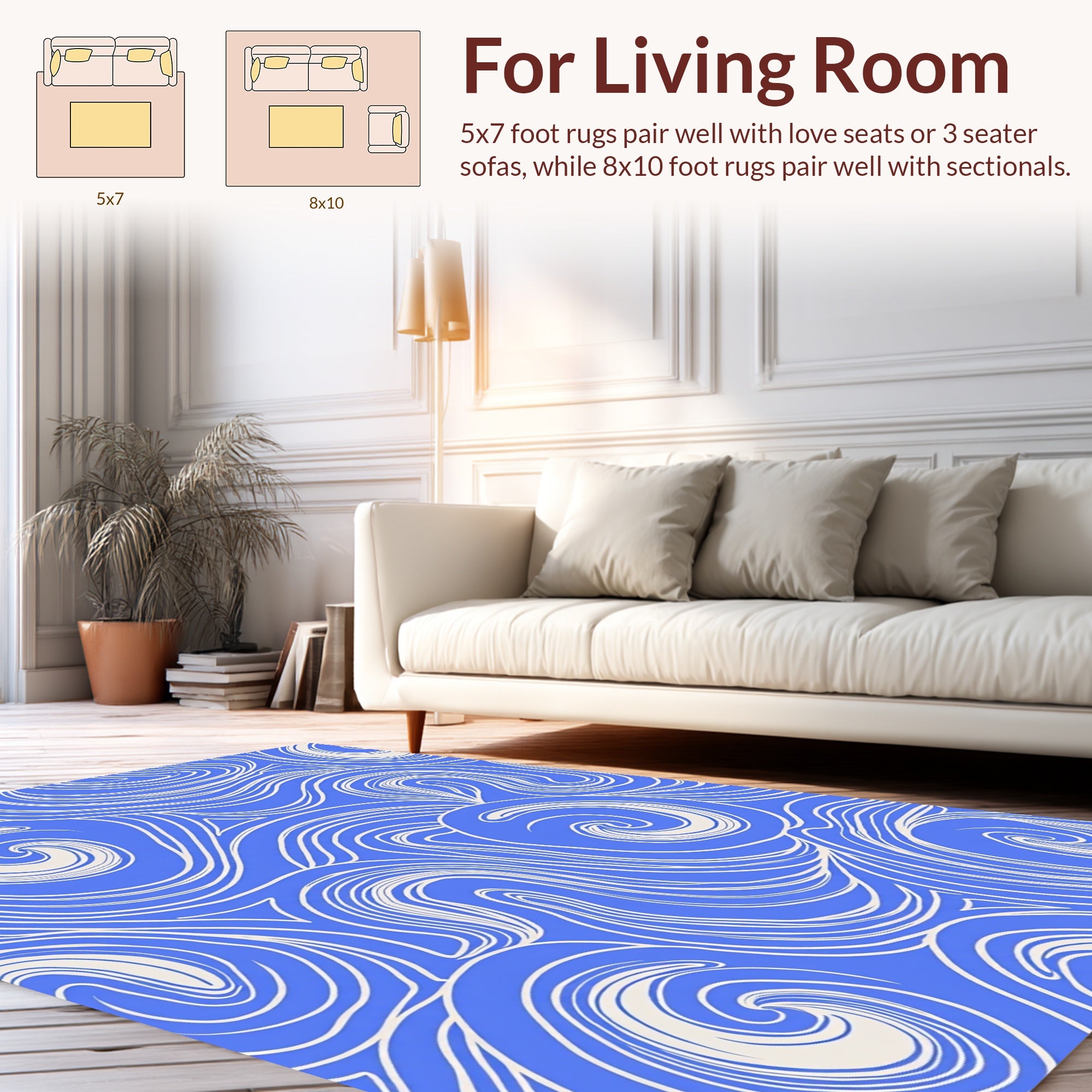 Blue Swirls Abstract Pattern Rug