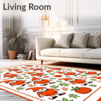 Orange Gnomes With Pumpkins And Leaves Rug