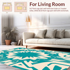 Teal Cream Abstract Geometric Art Rug