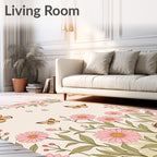 Whimsical Butterfly and Flower Garden Pattern Rug