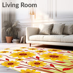 Yellow Floral Botanical Artwork Rug