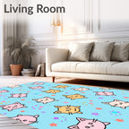 Cute Kawaii Cats With Stars Pattern Rug