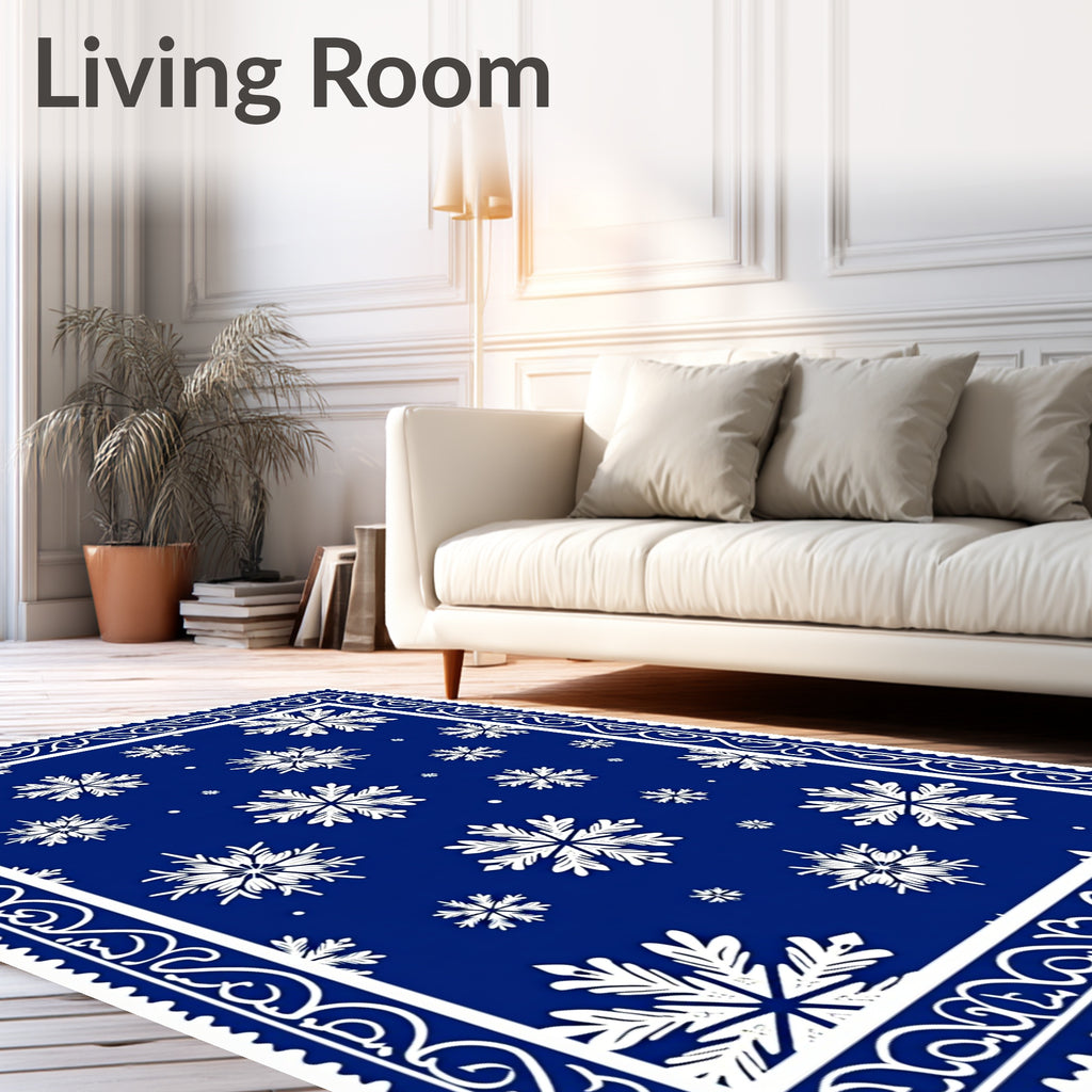 Winter Snowflake Navy Decorative Rug