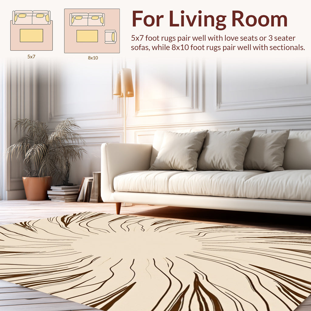 Abstract Organic Sunburst Lines Rug