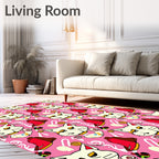 Whimsical Cat Bell Graphic Pattern Rug