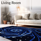 Cosmic Swirl Dynamic Blue Patterns Rug