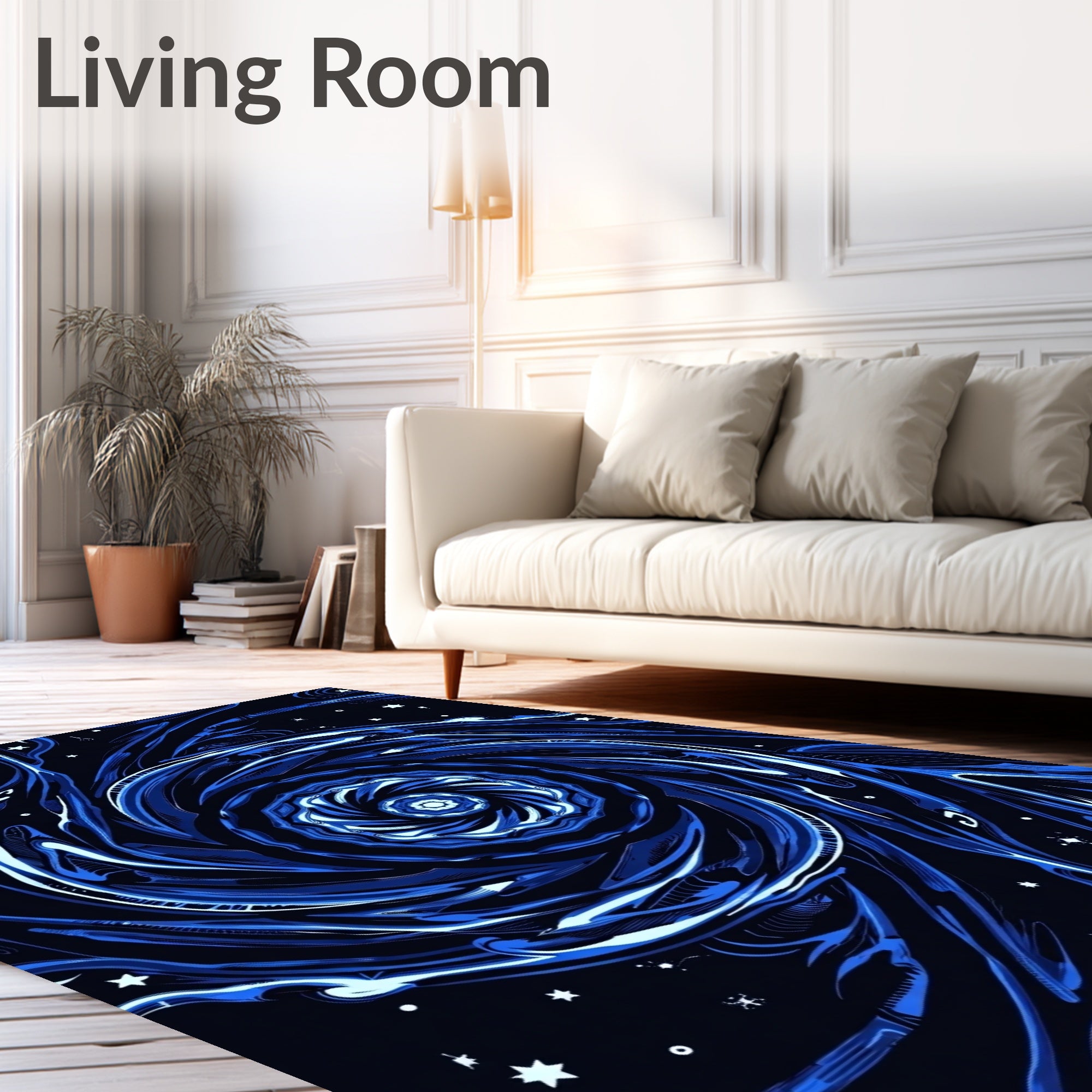 Cosmic Swirl Dynamic Blue Patterns Rug
