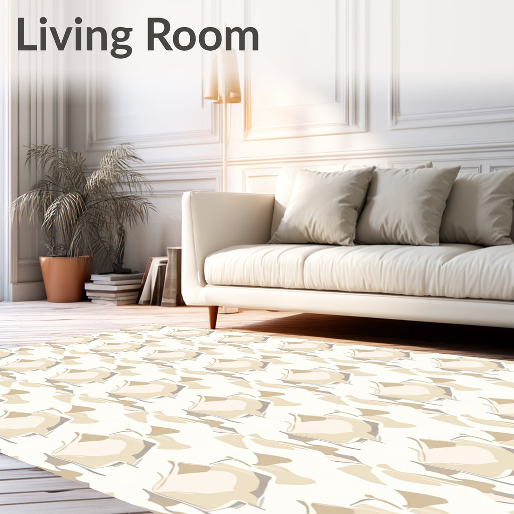 Soft Beige Abstract Organic Pattern Rug