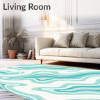 Aqua Marble Patterned Design Rug