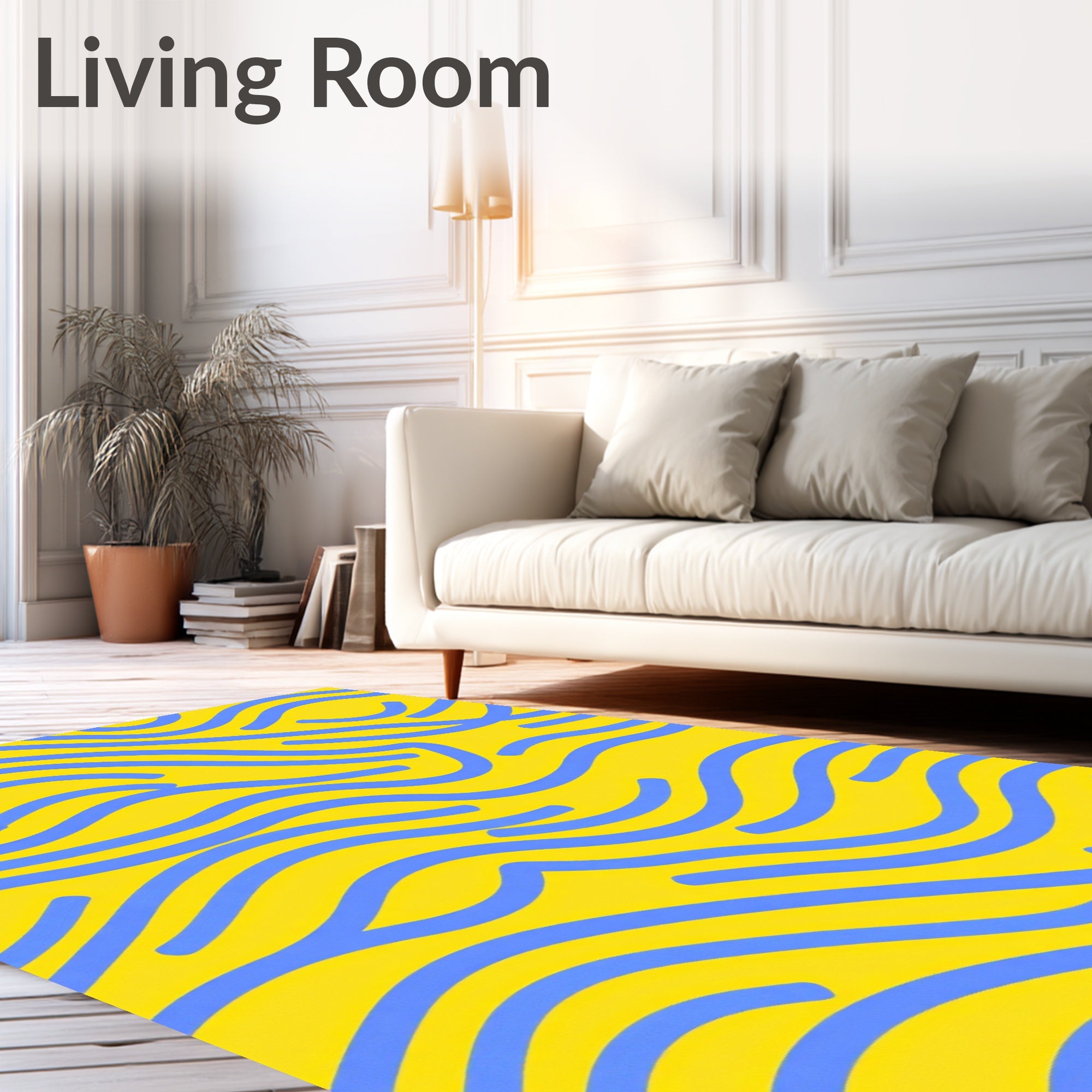 Abstract Blue Wavy Lines Rug