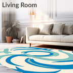 Oceanic Brushstroke Swirls Rug