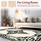 Ornate Black Cream Floral Medallion Rug