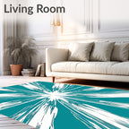 Radiant Starburst Teal White Aura Rug