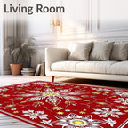 Red Floral Starburst Medallion Design Rug