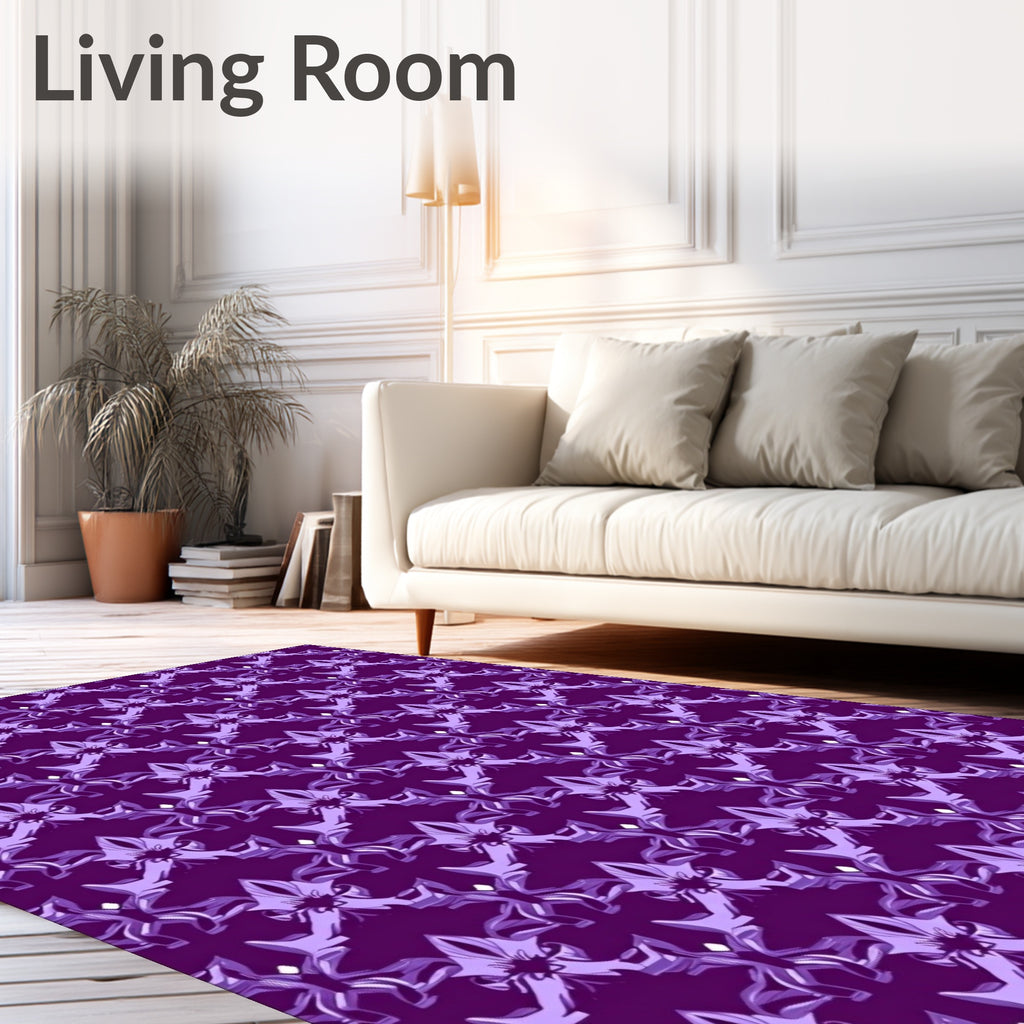 Abstract Floral Purple Pattern Rug