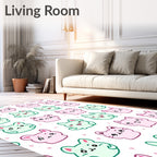 Cute Pastel Cat Faces Pattern Rug