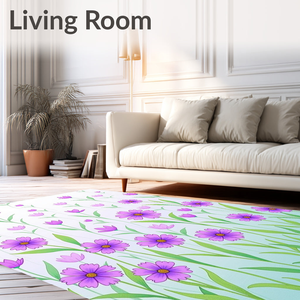 Purple Daisy Field Pattern Rug