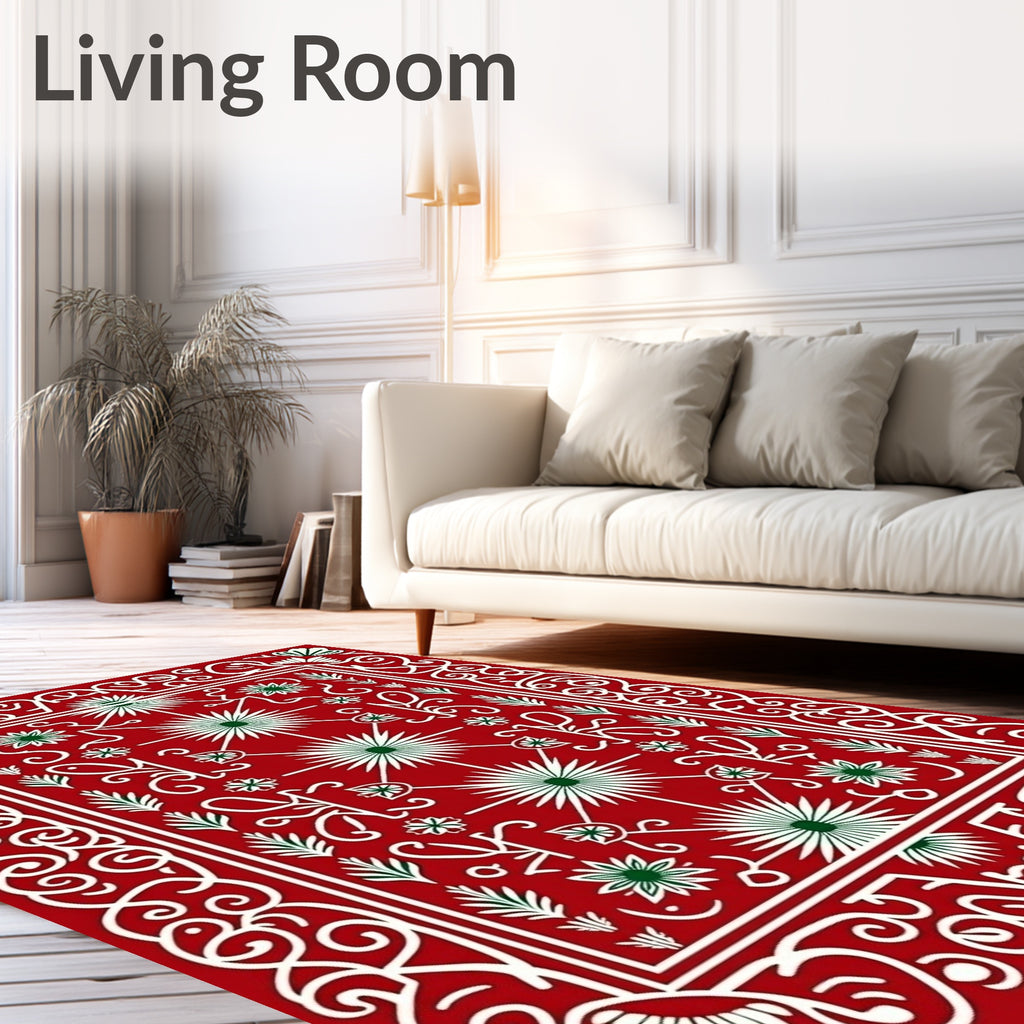 Ornate Red Floral Motif Rug