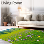Vibrant Floral Meadow With Rolling Hills Rug