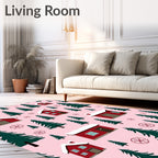 Cozy Winter Village Pattern Design Rug