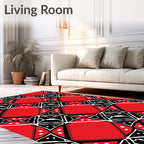 Red Black Geometric Diamond Pattern Rug
