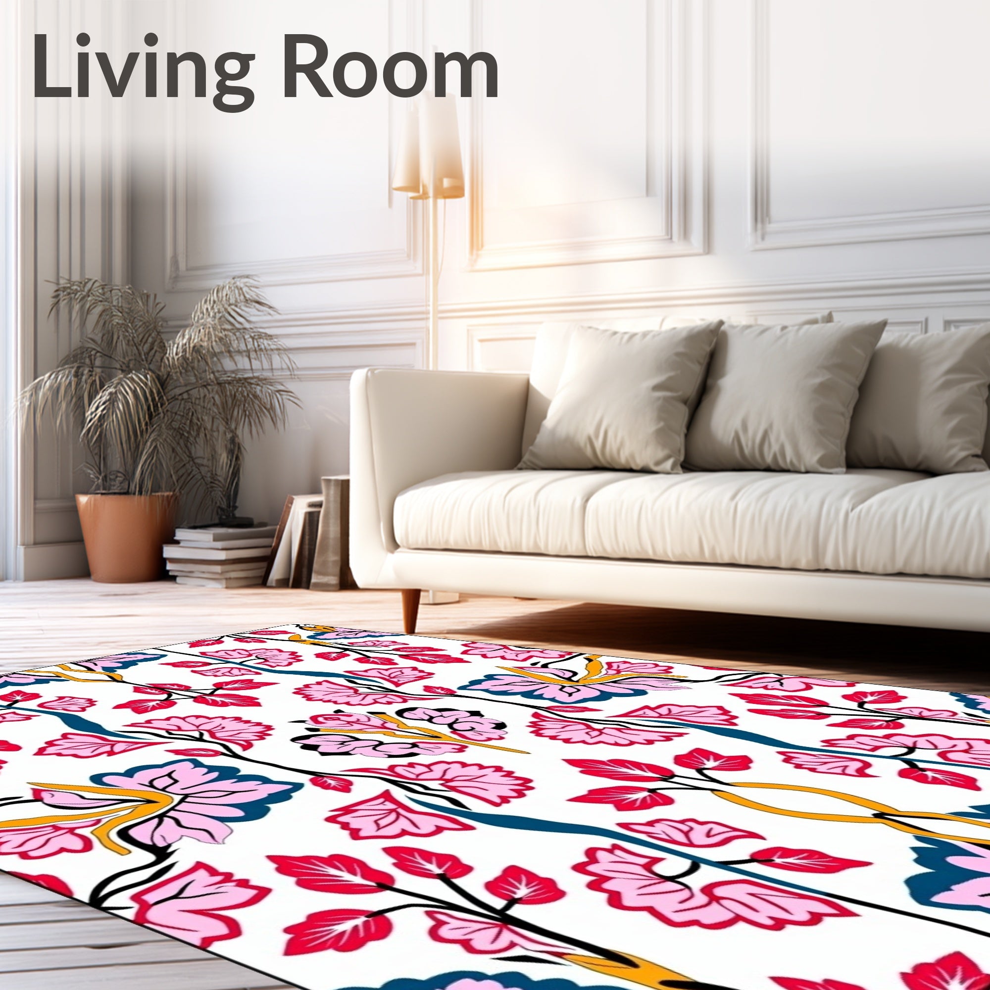 Vibrant Floral Vines Pattern Rug