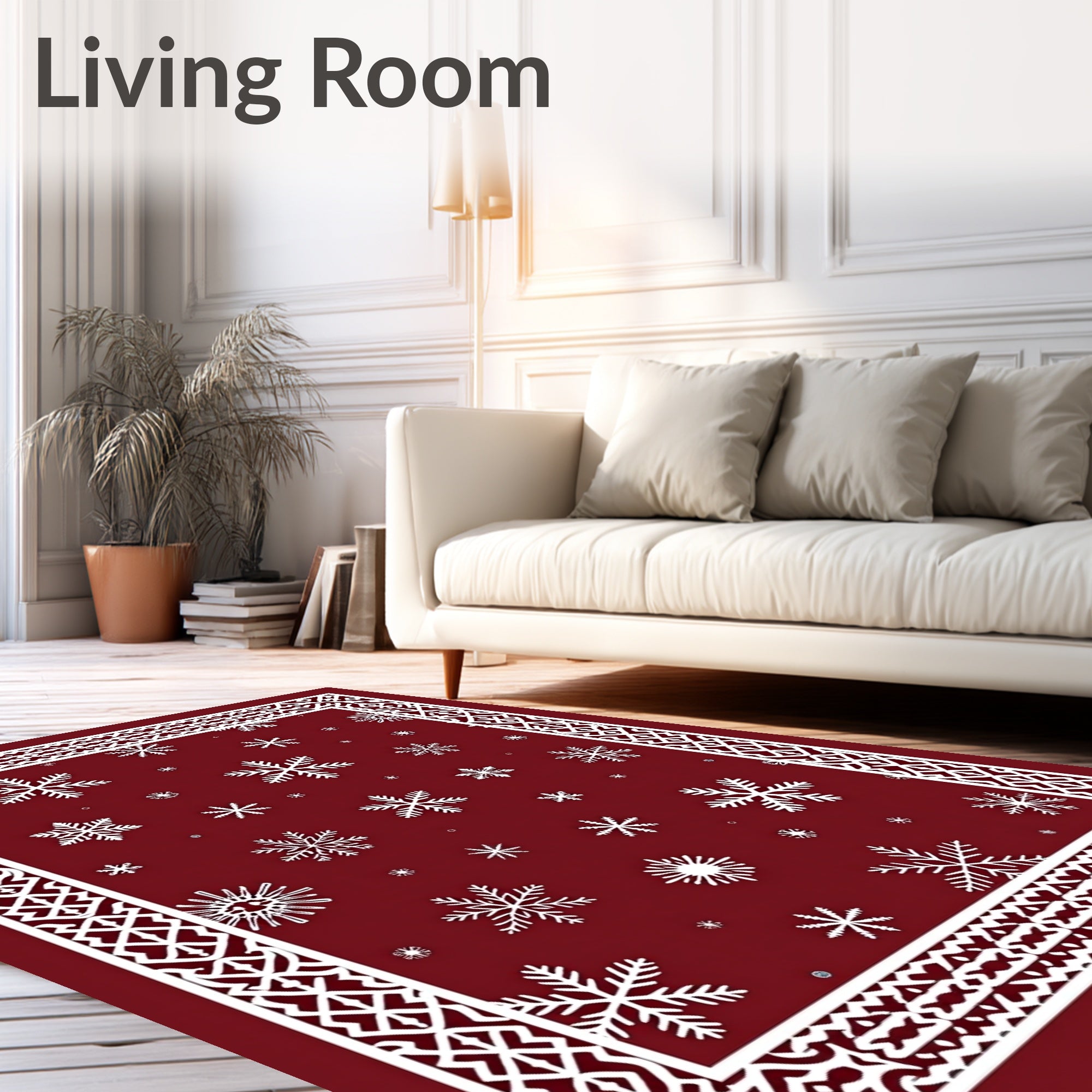 Snowflake Festive Border Design Rug